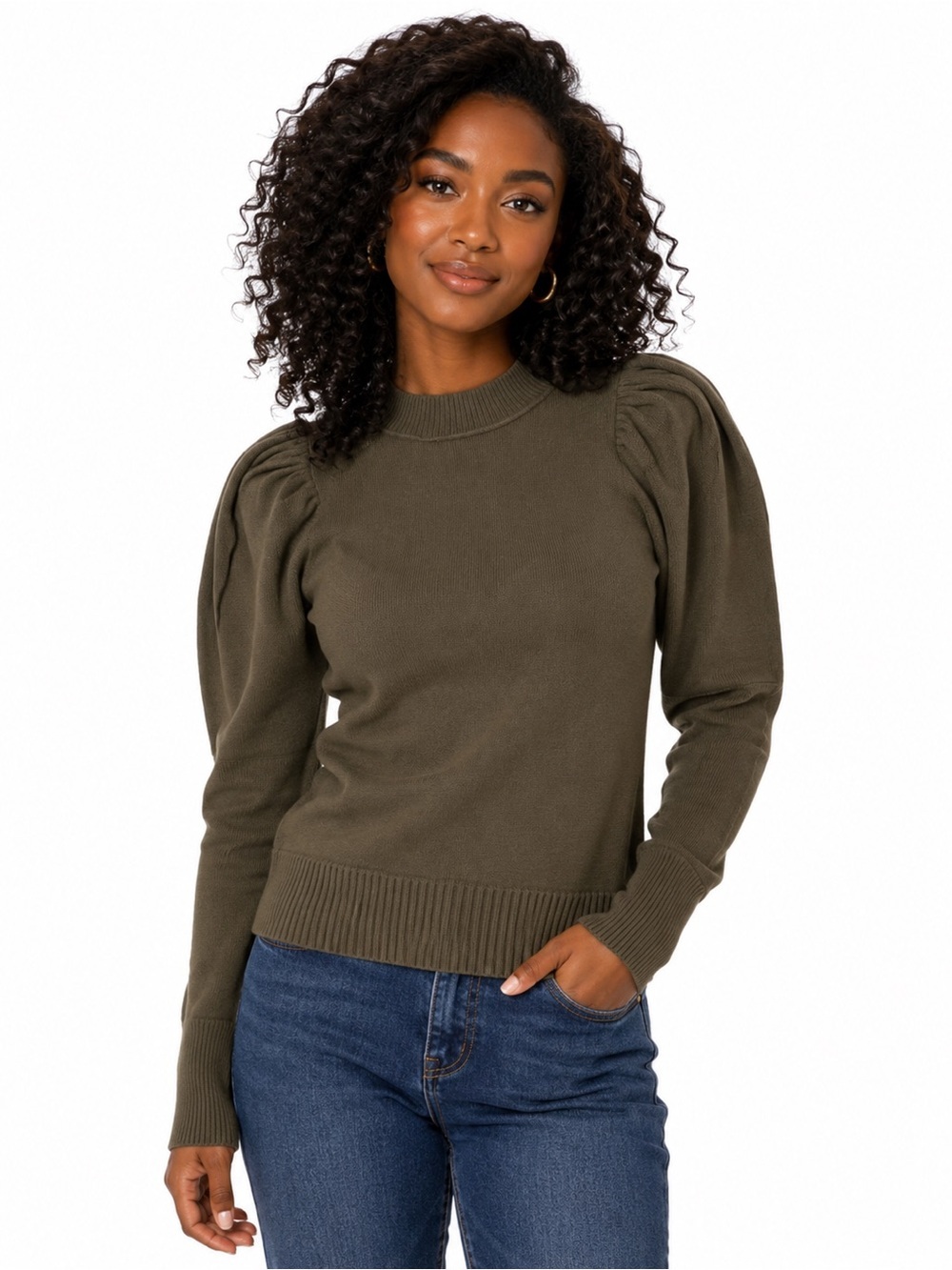 🩷2 for $40-NWT Maeve Puff Sleeve Sweater XS Olive Green (0004)